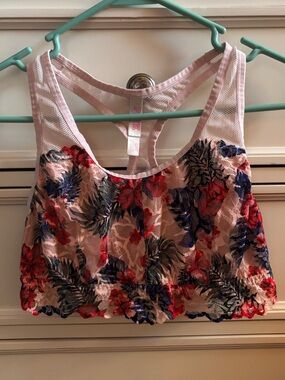 VS PINK Tropical Floral Lace Mesh Bralette Crop Top Large